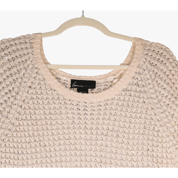 Lane Bryant Tunic Sweater Womens 18 20 Ivory Silver Metallic Wool Mohair Blend - Picture 2 of 10